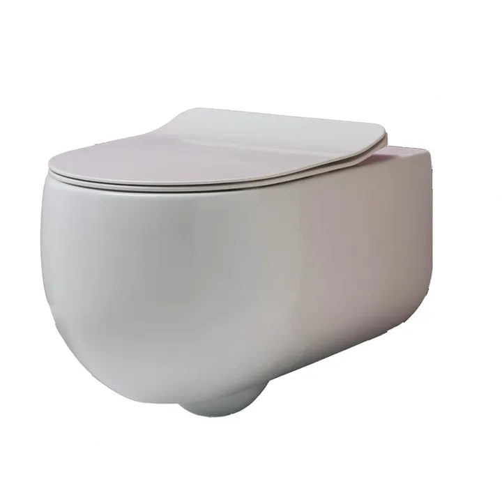 Flo Wall Hung Pan & Seat #311130 - Matte White - true Rimless pan