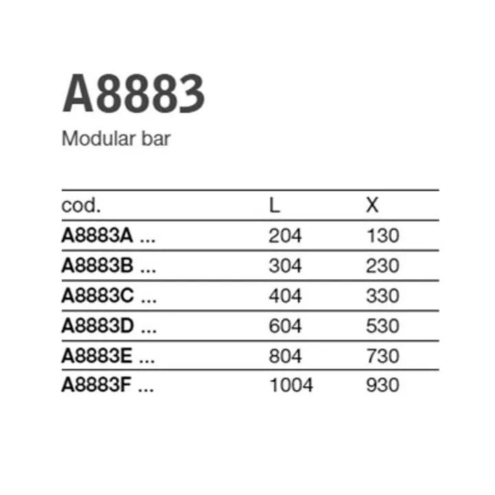 Indissima Modular Bar - 6 sizes available in 3 finishes - See Technical Sheet for codes etc image