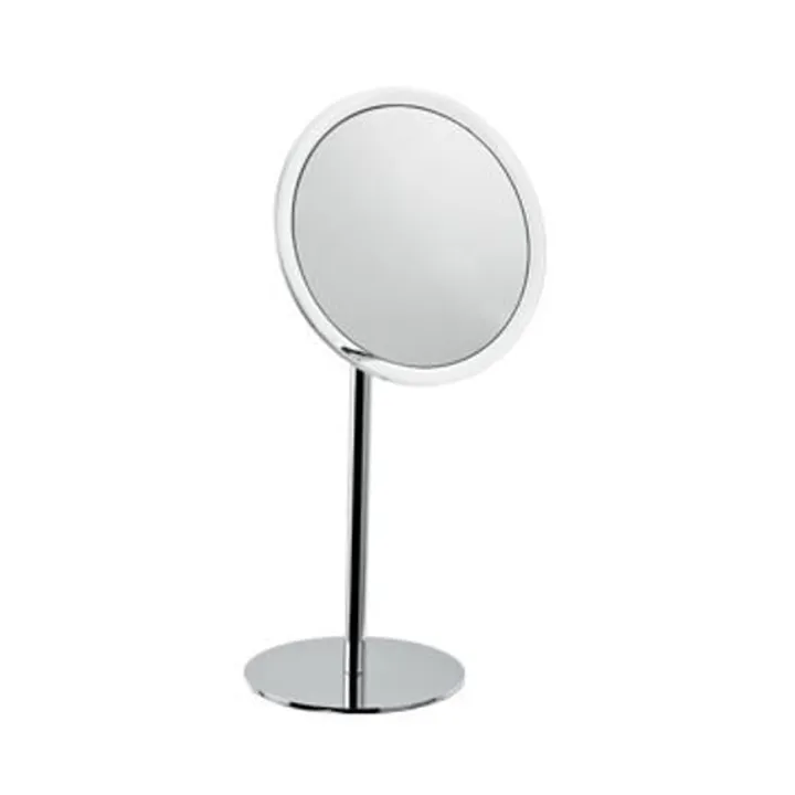 Round bench mounted magnifying mirror