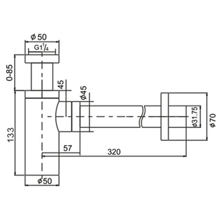 40 x 40mm Bottle Trap - Chrome image