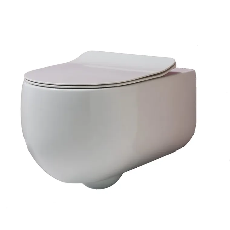 Flo Wall Hung Pan & Seat #311130 - Matte White - true Rimless pan