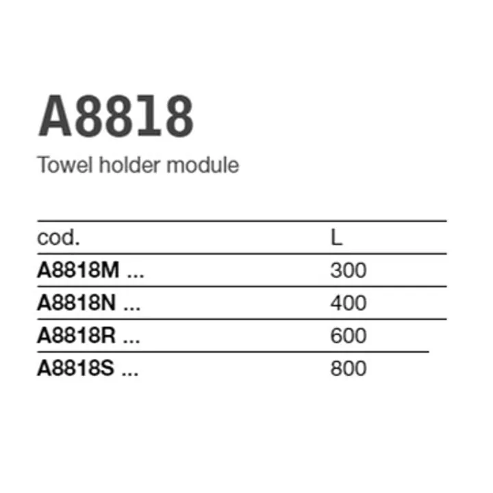 Indissima Towel Rail for Modular Bar - 4 sizes available and 3 colours, see technical sheet for sizes image