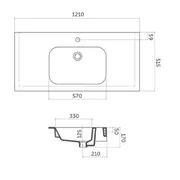 Perfetto Ceramic washbasin 1 Tap Hole 120cm - Matte White image