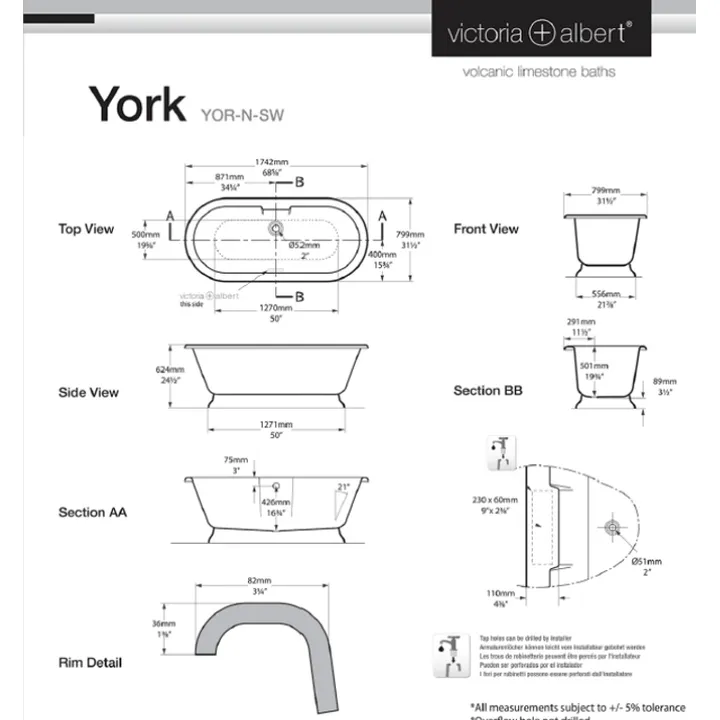 York Freestanding bath with plinth 1742 x 799mm, without overflow image