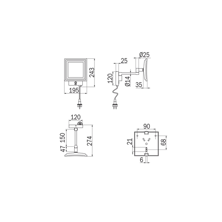 Inda Magnifying Mirror Square with LED image