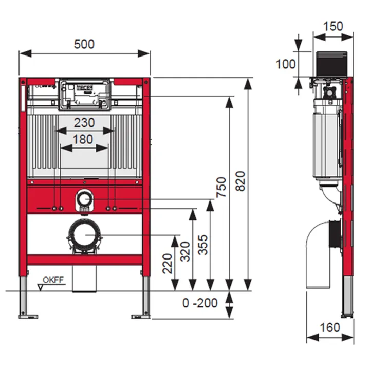 TECE 820mm Low Level Wall hung cistern WELS 4 Star rated image