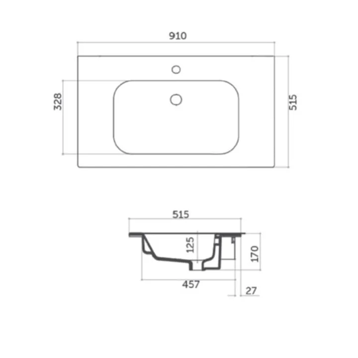 Perfetto Ceramic washbasin 1 Tap Hole 90cm - Matte White image