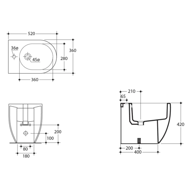 Flo Floor mount Bidet 1 Tap Hole image