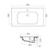 Perfetto Ceramic washbasin 1 Tap Hole 90cm - Matte White image