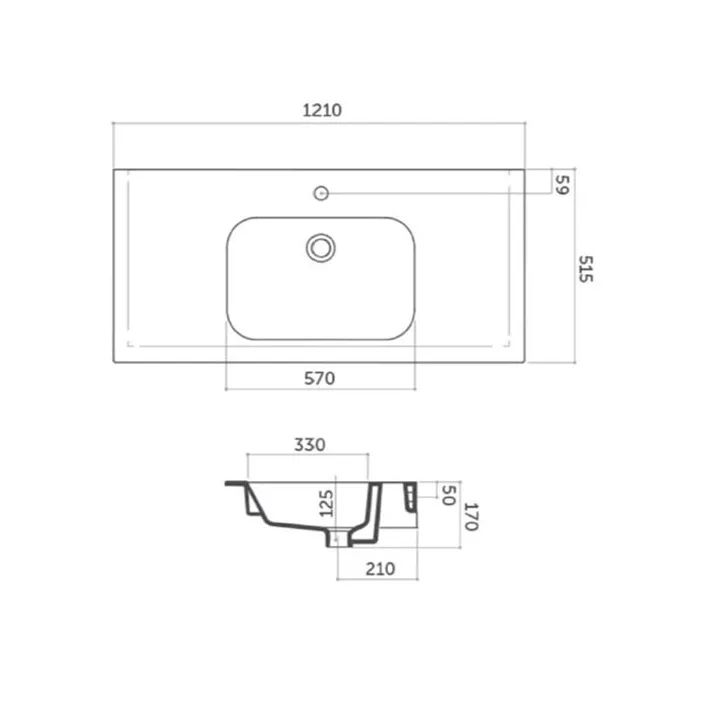 Perfetto Ceramic Washbasin 120cm 1 Tap Hole image