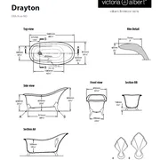 Drayton Claw foot bath 1685 x 842mm, without overflow, with White Quarrycast feet image