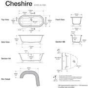 Cheshire Claw foot bath 1744 x 798mm, without overflow, with White Quarrycast feet image